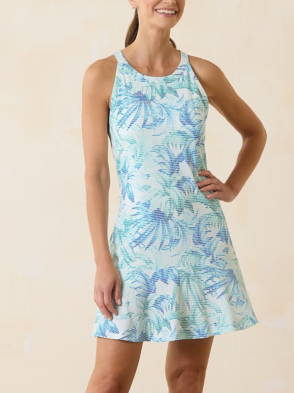 Tommy Bahama Abby Costa Wave Leaves Island Zone Dress